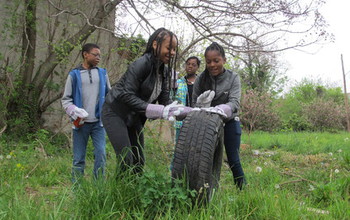 Students removed more than 200 unused tires; the tires are mosquito-breeding habitat.